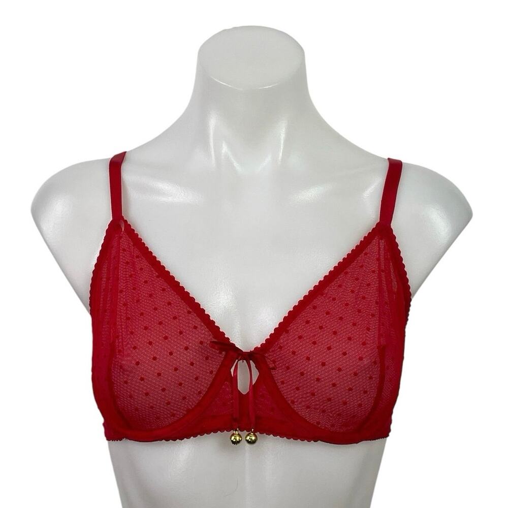 Victoria's Secret Very Sexy Jingle Bells Red Unlined Underwire Demi Bra Size 36C